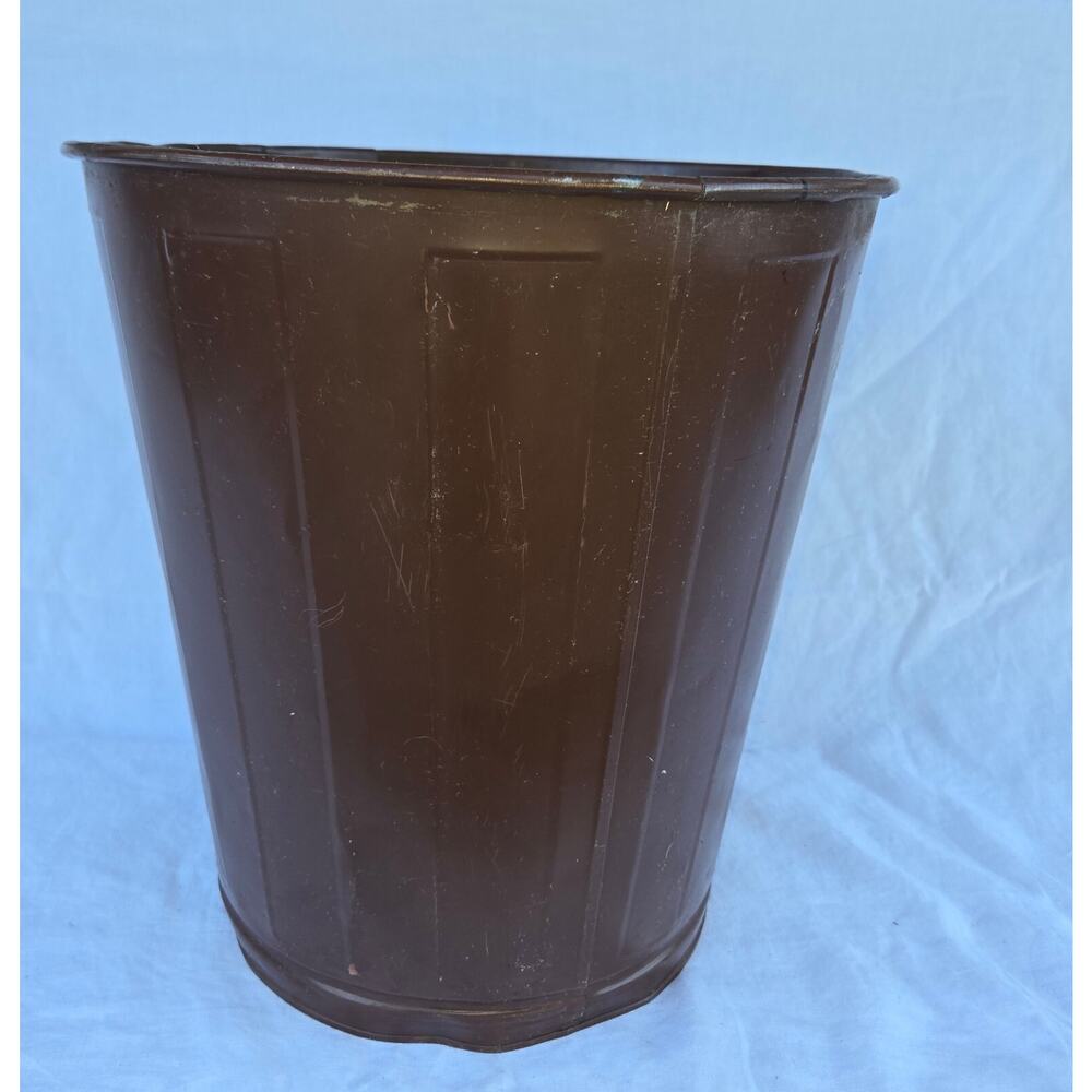Vintage Lawson Trash Can Metal Brown 15" H x 13" D School Office Industrial